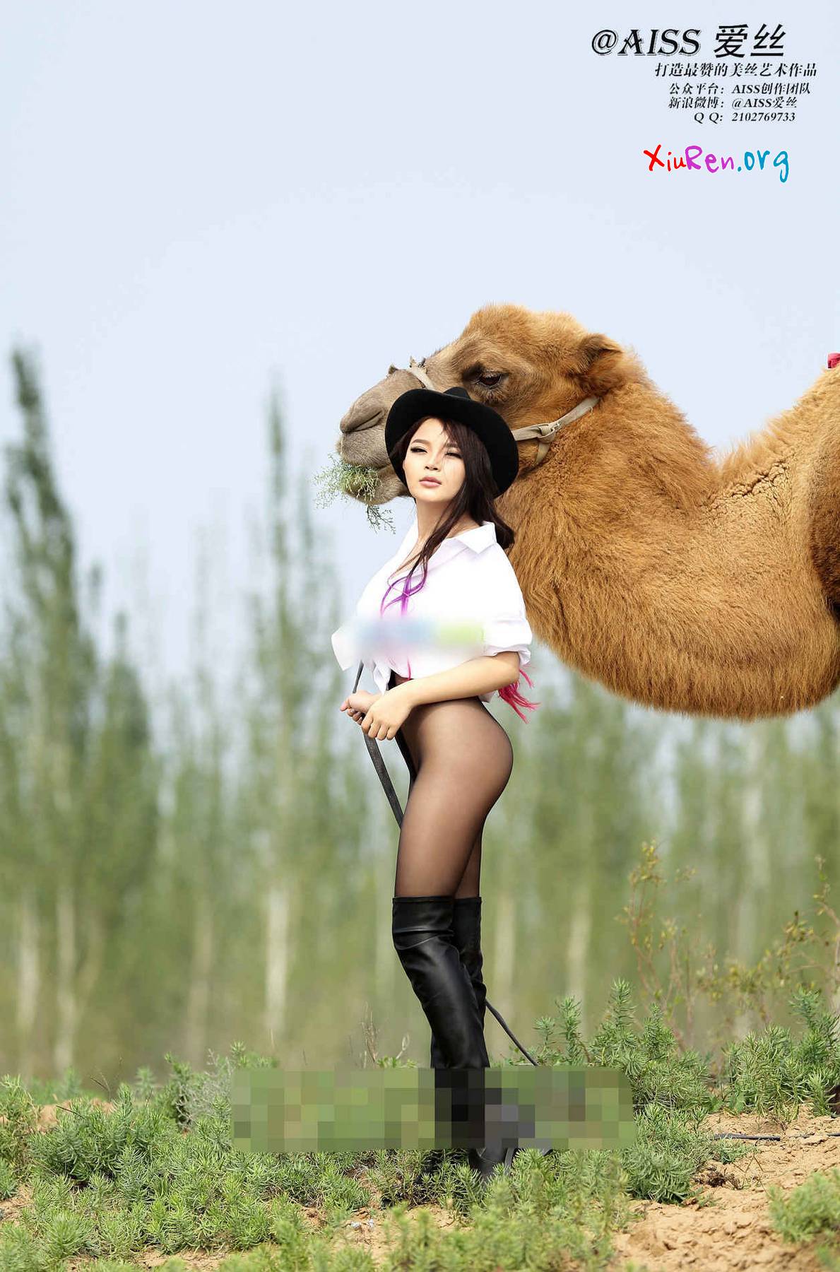 AISS爱丝第33期 妩媚模特美女丝袜野外骑骆驼创意写真 95P